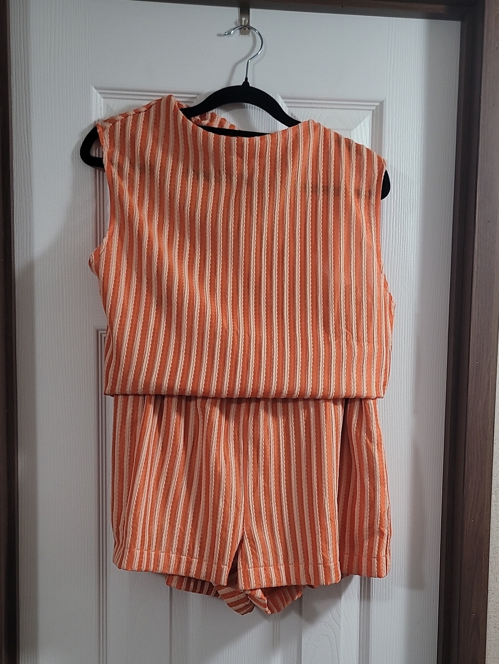 Glam Sunny Glow Striped Set Sleeveless Orange Striped 2 Pieces